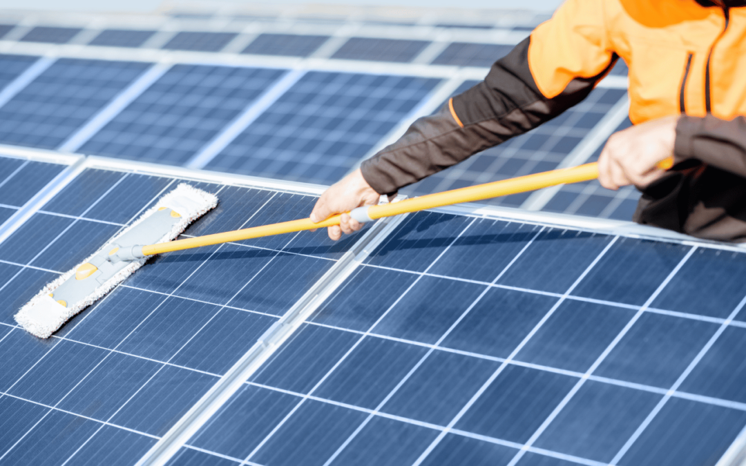solar panel expert showing how to clean solar panels in anaheim