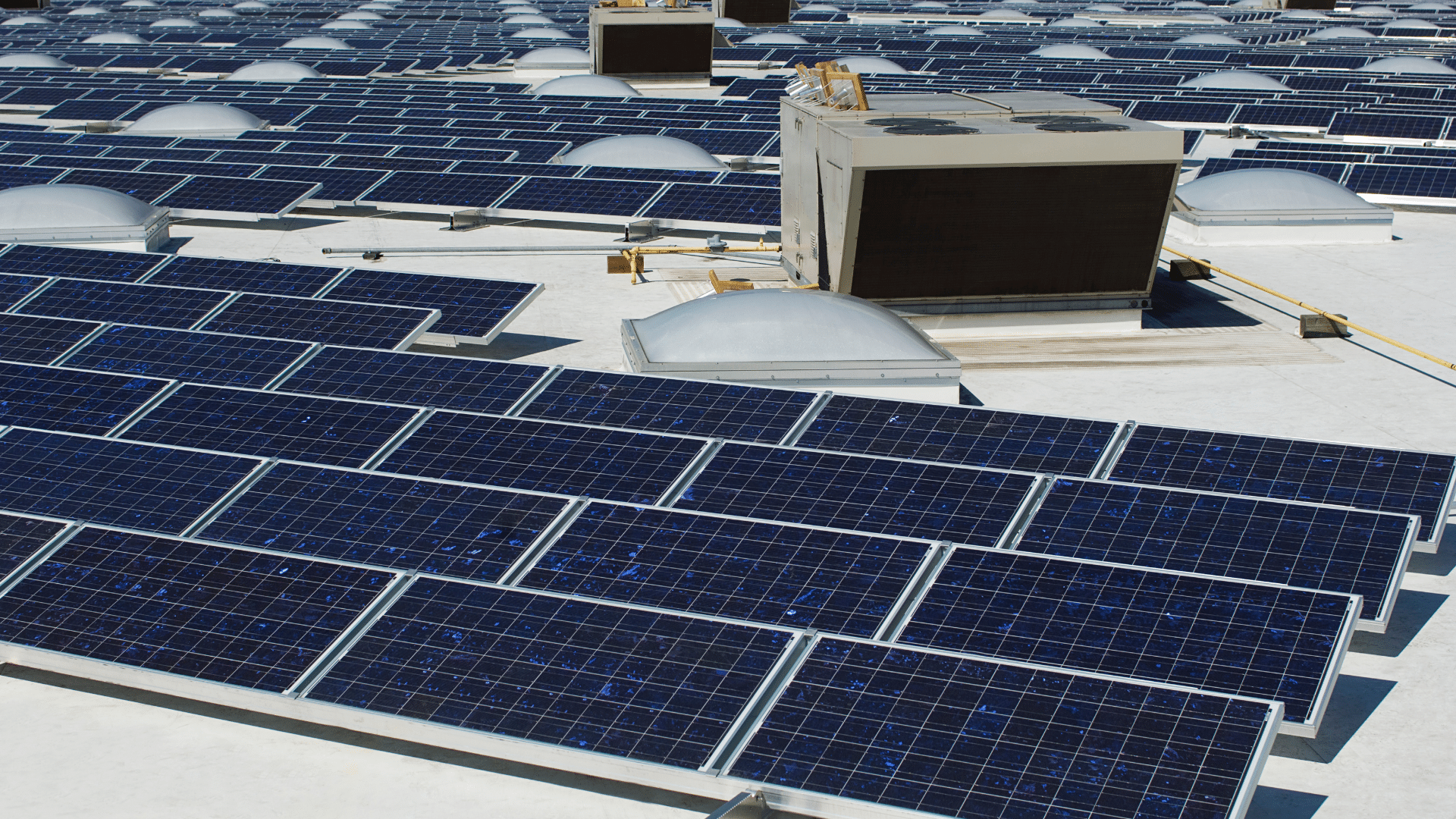 commercial rooftop with solar panels