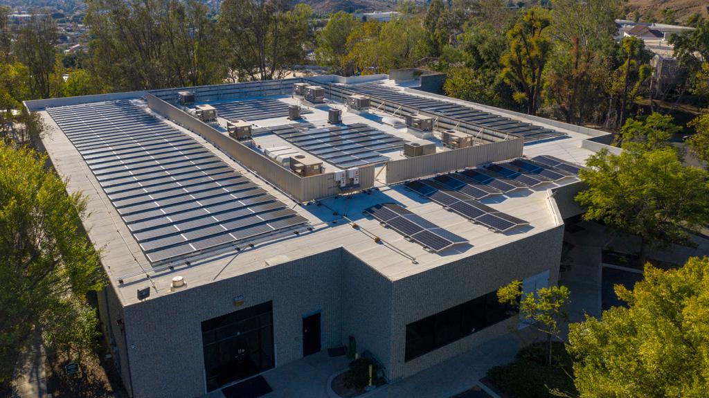 commercial solar power generated on a businesses rooftop