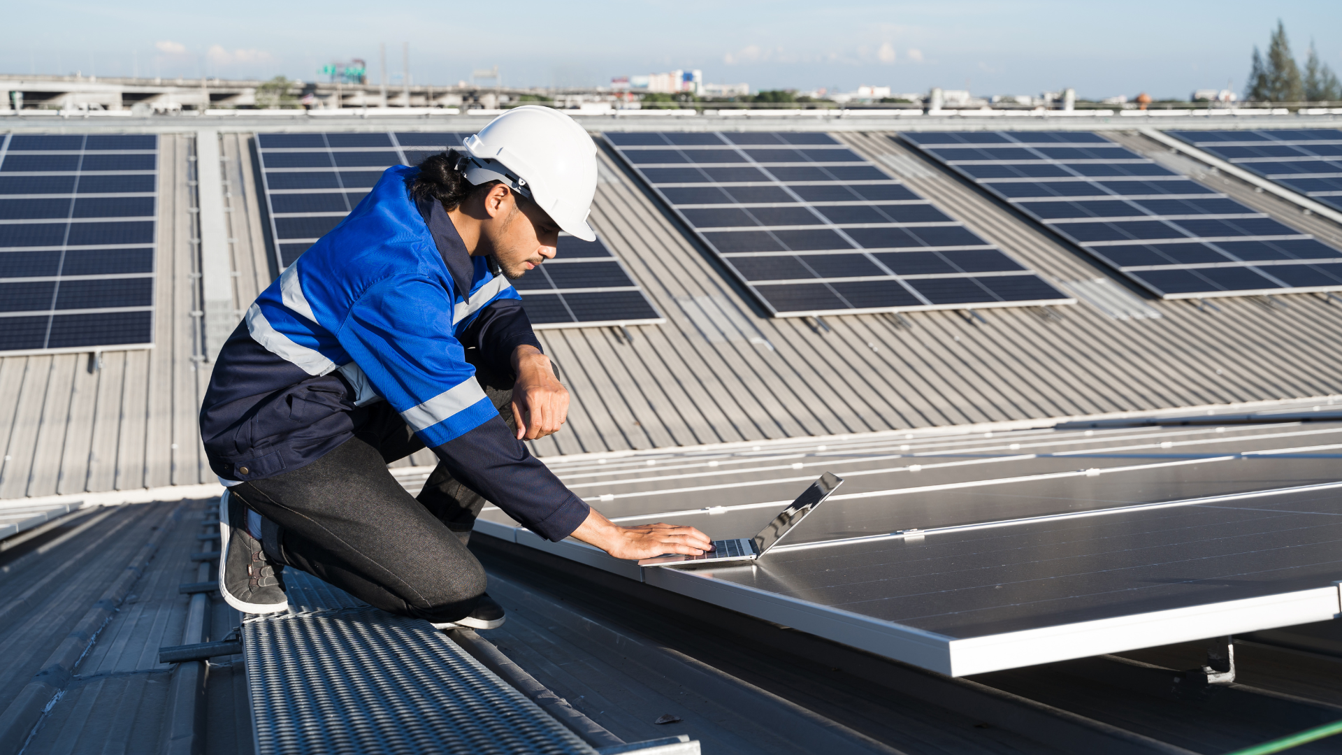 orange county solar panel installer inspecting solar panels