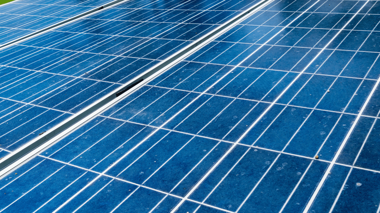 closeup of blue panel for solar power in orange county
