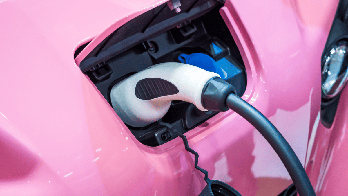 pink car with ev charger in orange county