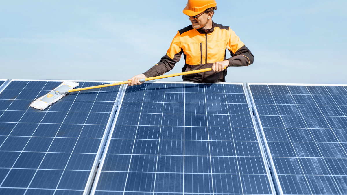 solar panel expert from california solar company cleaning solar panel