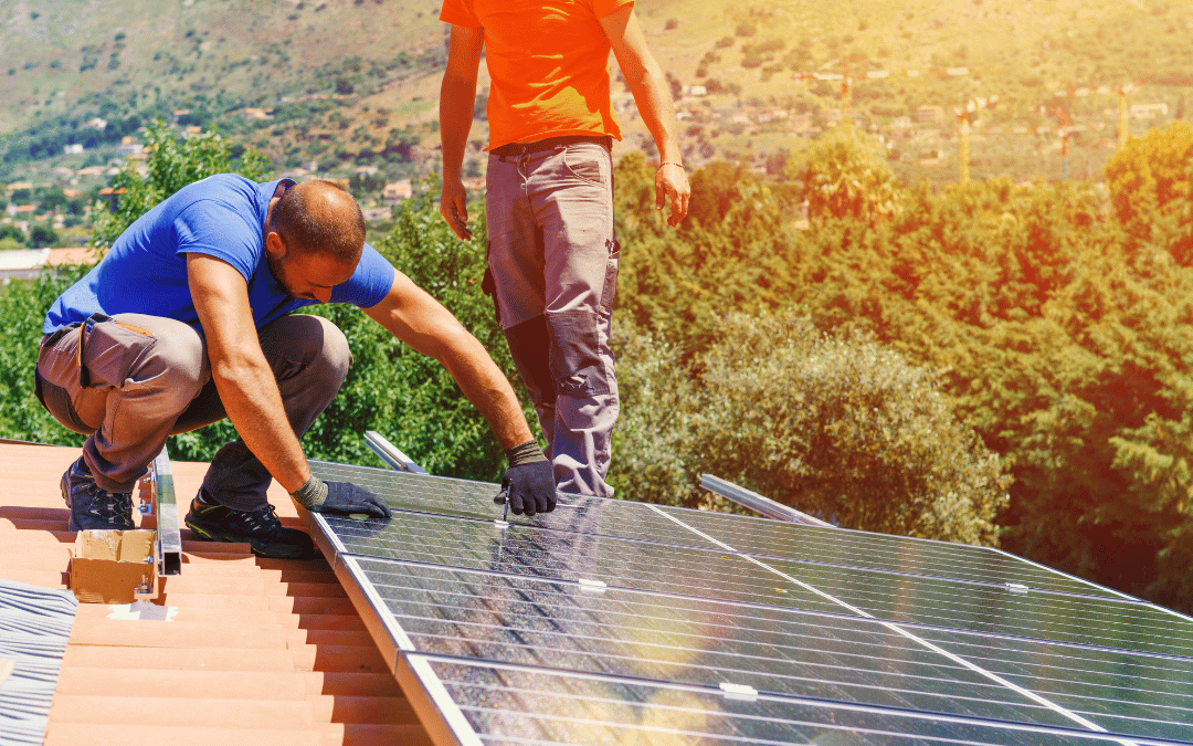 two commercial solar installers in irvine on roof