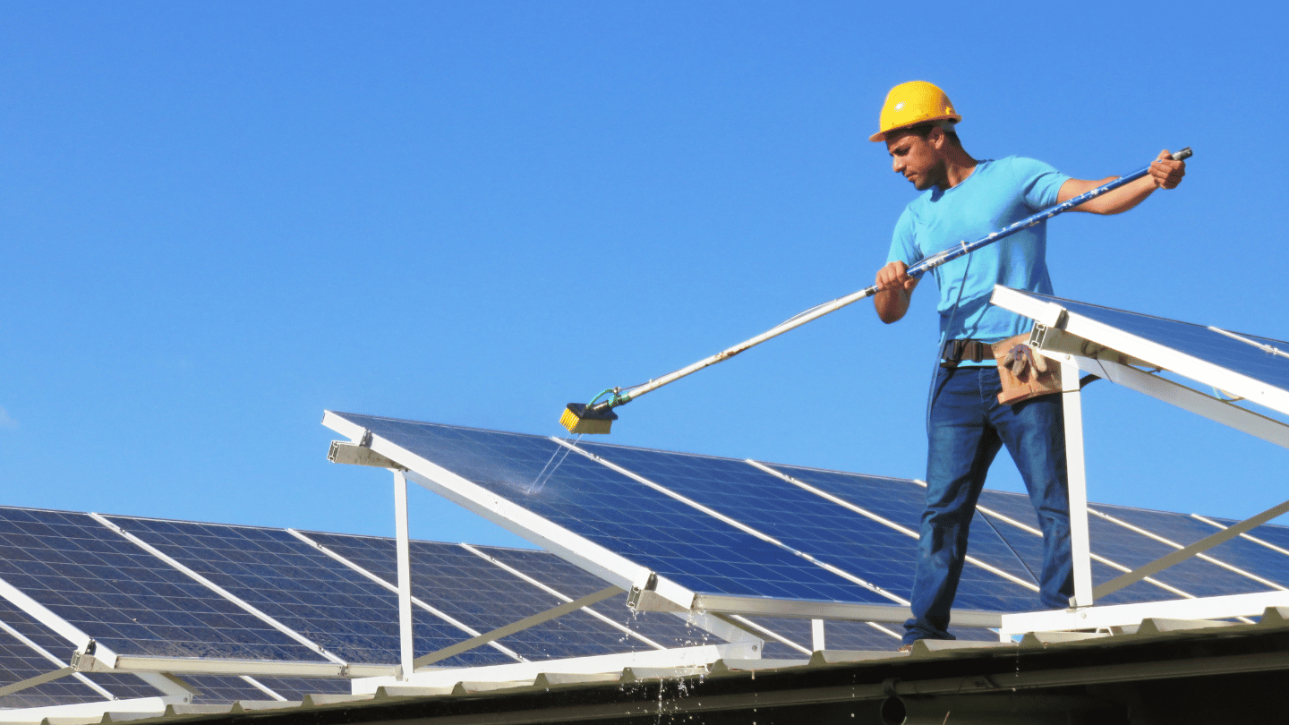 commercial solar installer in anaheim cleaning solar panels